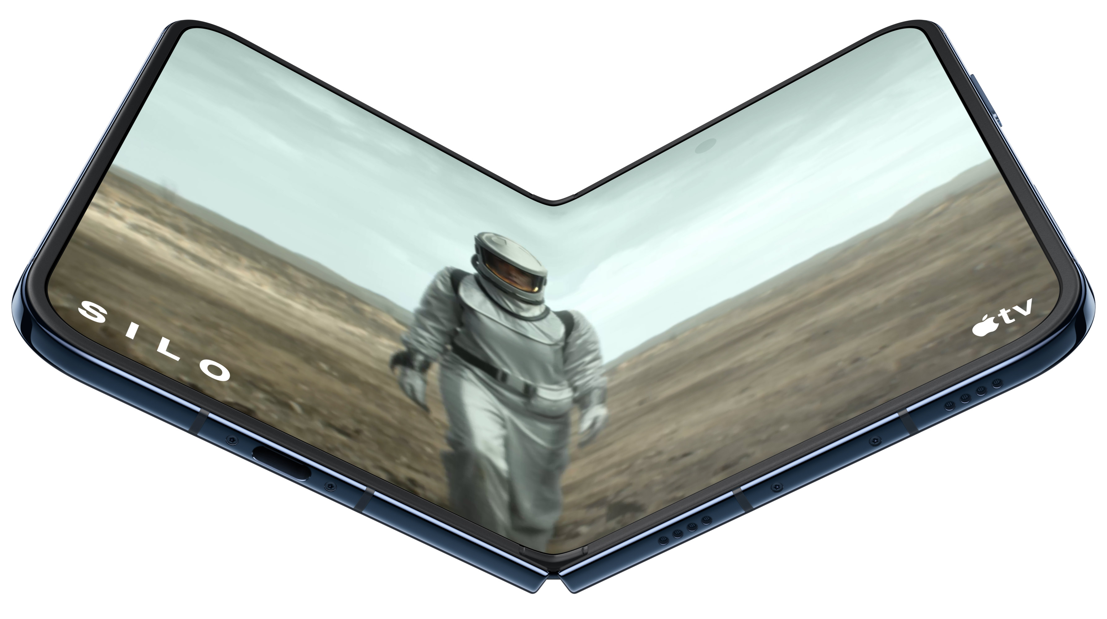 iPhone Duo inner display showing a wide entertainment scene
