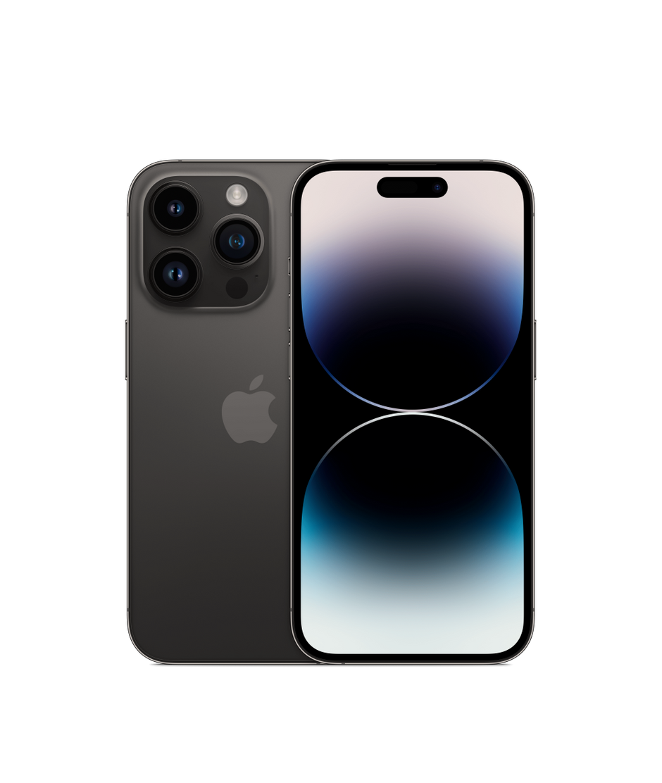 iPhone 14 Pro in Space Black — front and back