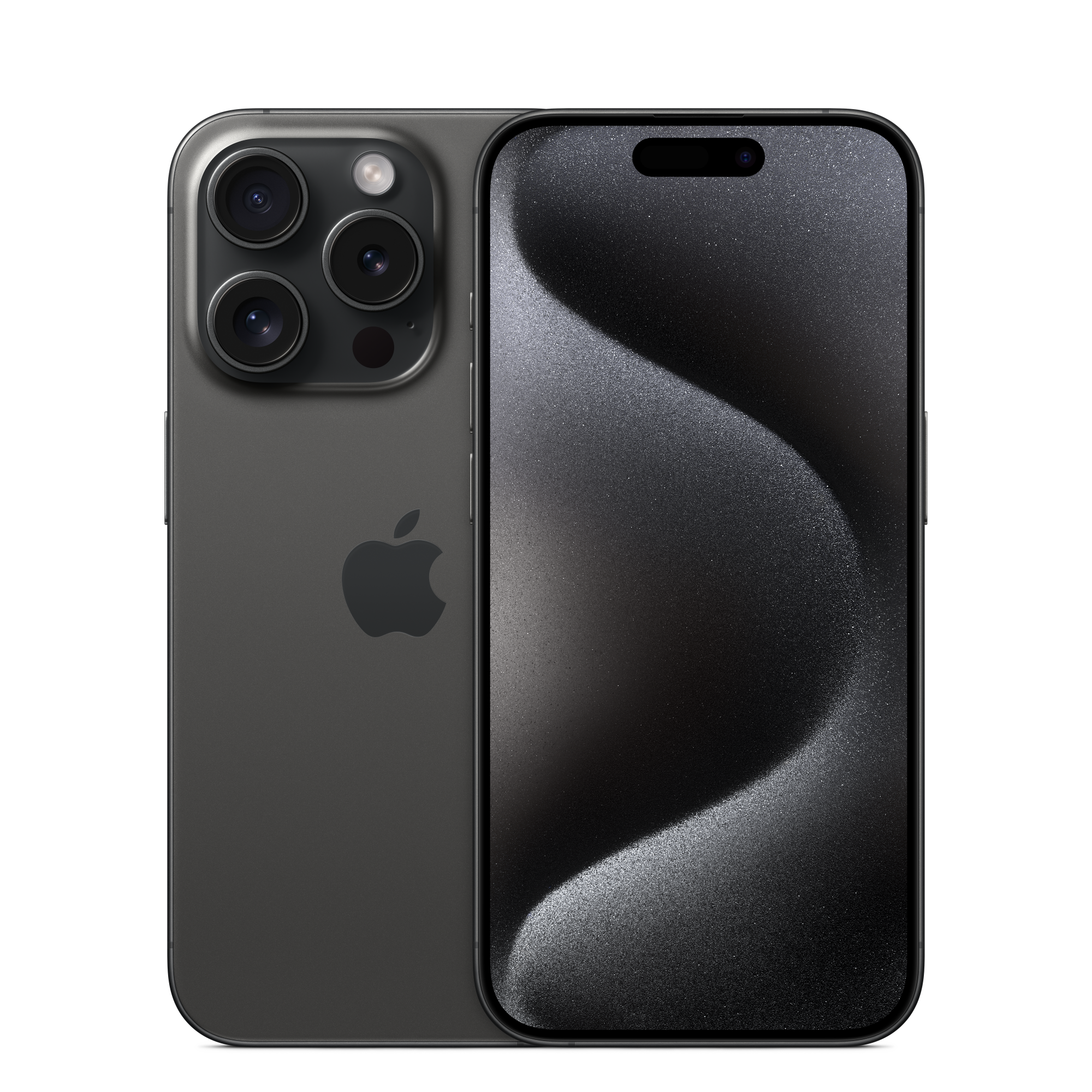 iPhone 15 Pro in Black Titanium — front and back