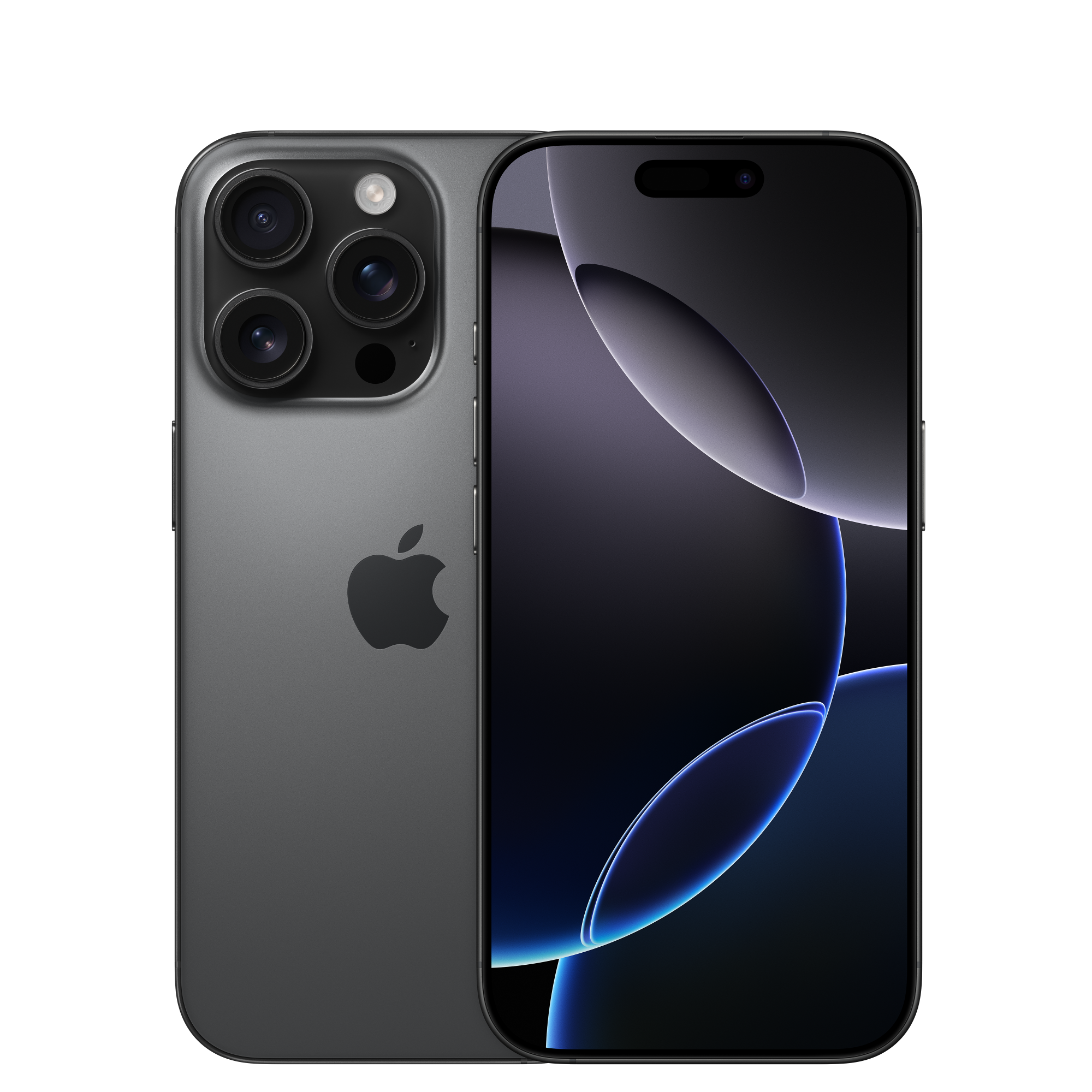 iPhone 16 Pro in Black Titanium — front and back