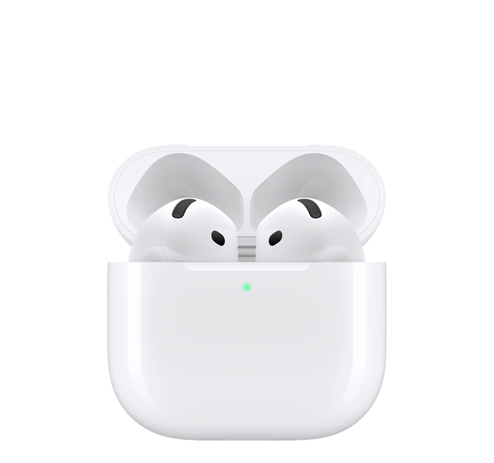 AirPods 5 in white, earbuds and charging case