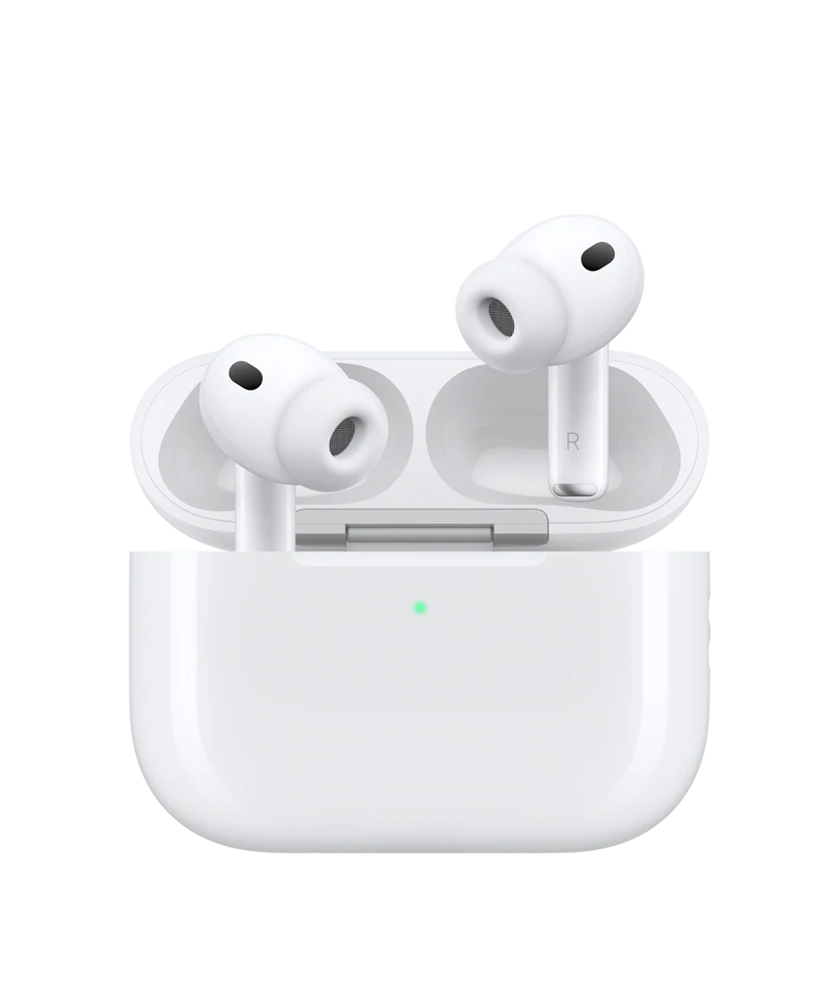 AirPods Pro 3, white earbuds with silicone tips and MagSafe Charging Case (USB-C)