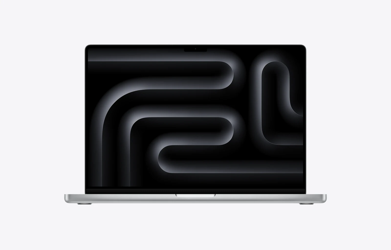 16-inch MacBook Pro, open, silver colour, display, rounded corners, raised feet
