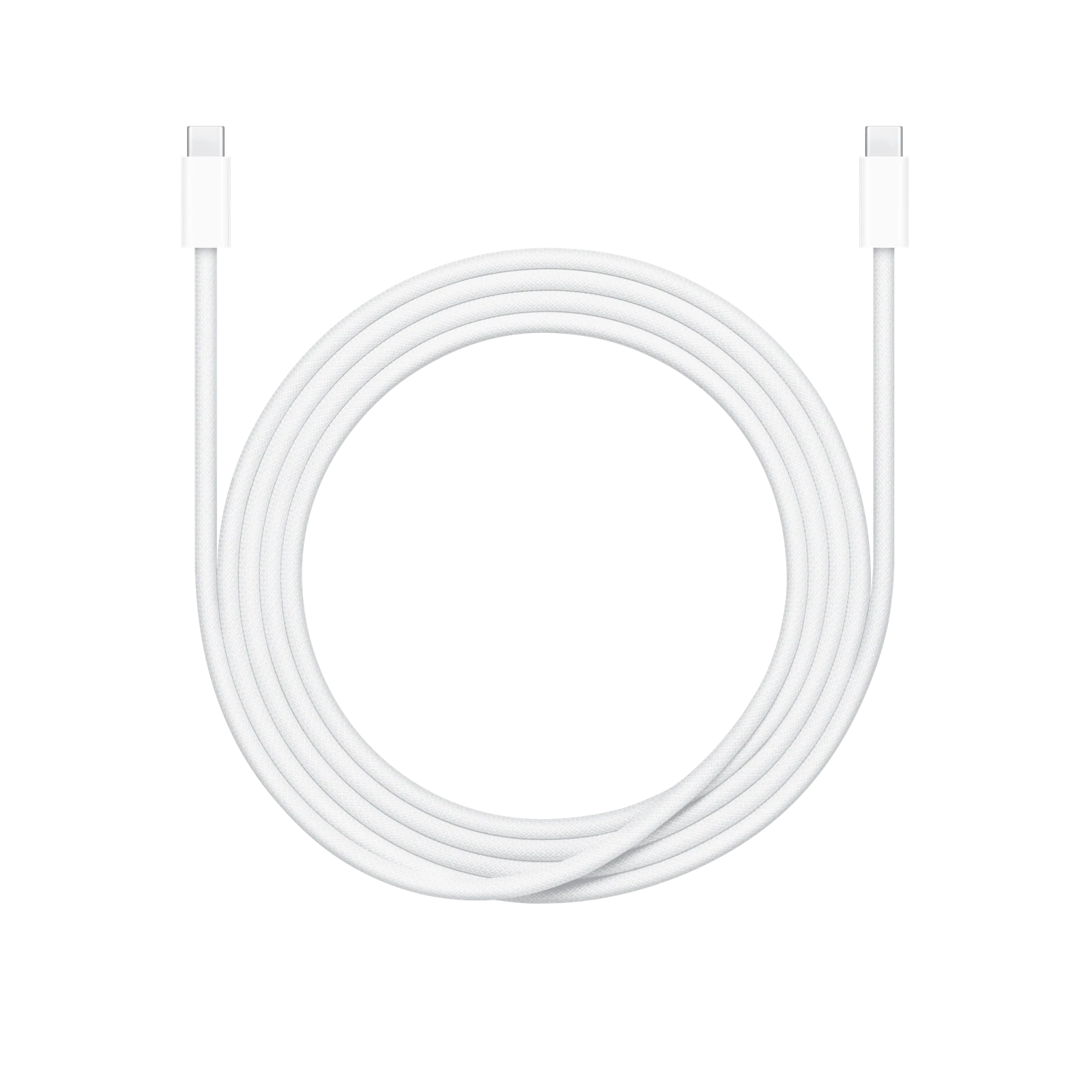 Top view of the cable placed in a coiled position with USB-C connectors at both ends.