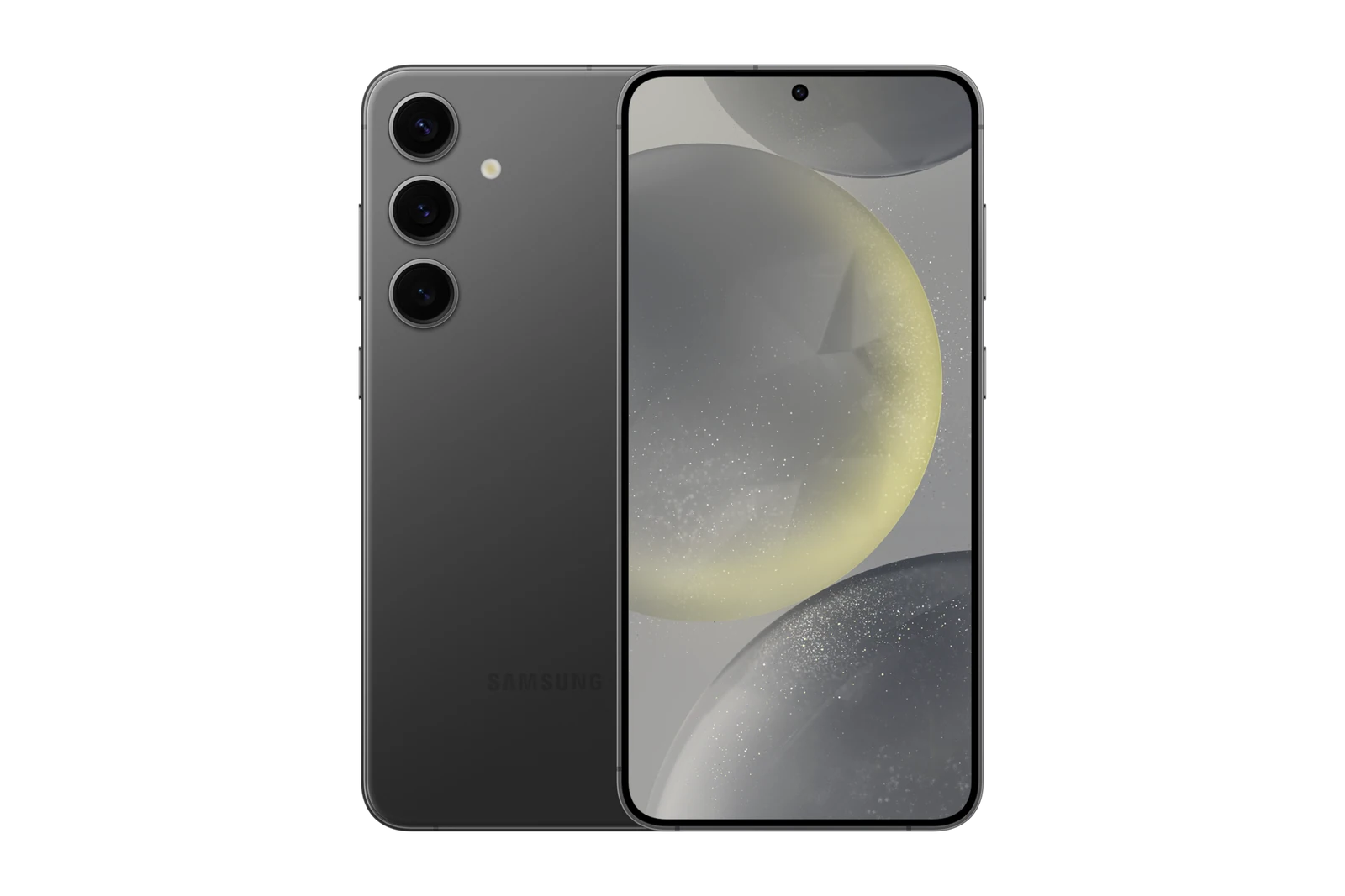 S24+ in Onyx Black, front and back.