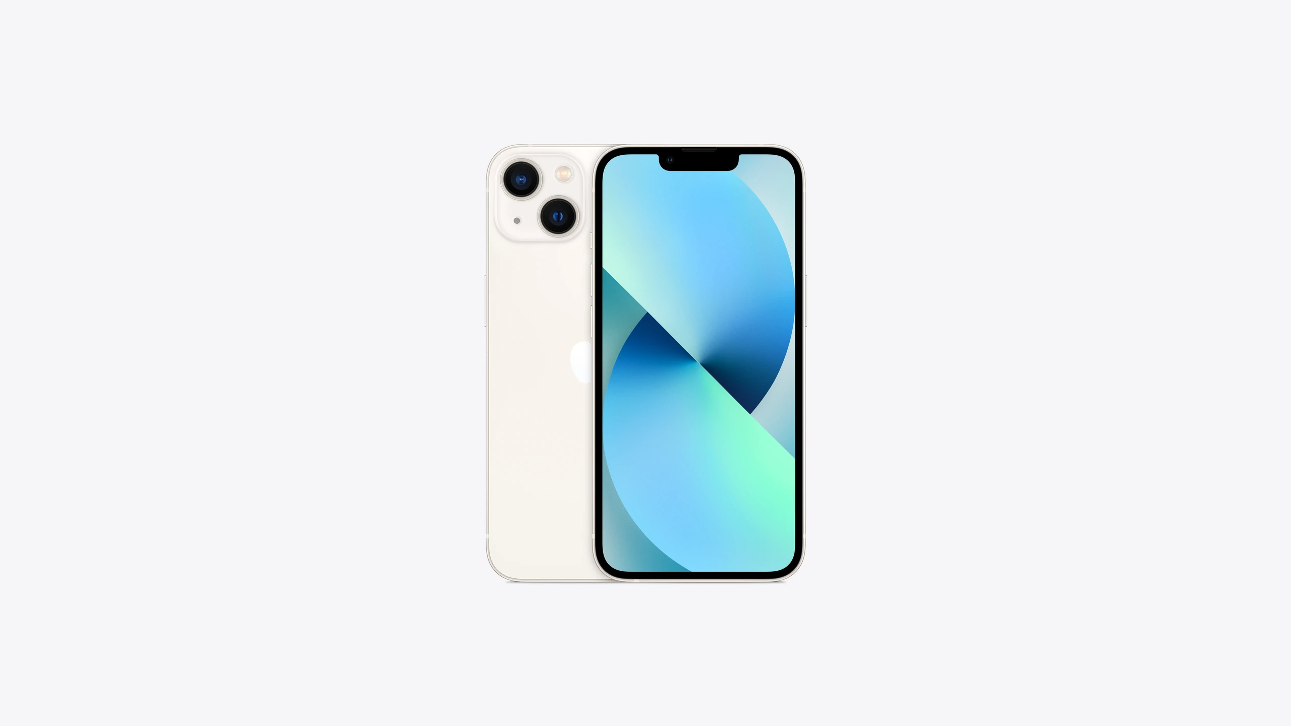 iPhone 13 in Starlight — front and back