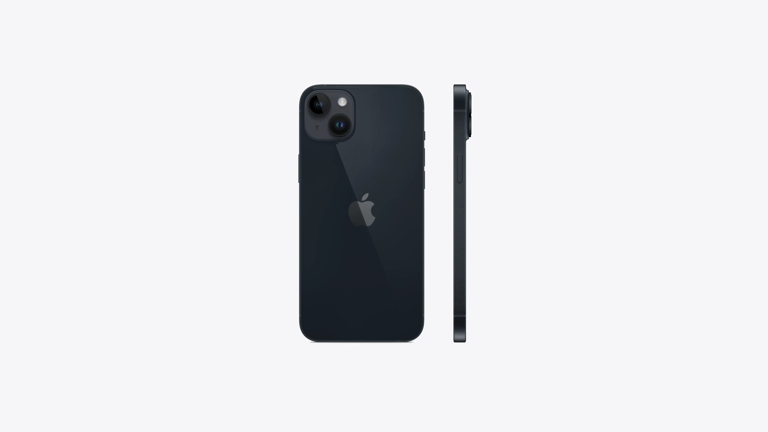 iPhone 14 Plus in Midnight — back and side