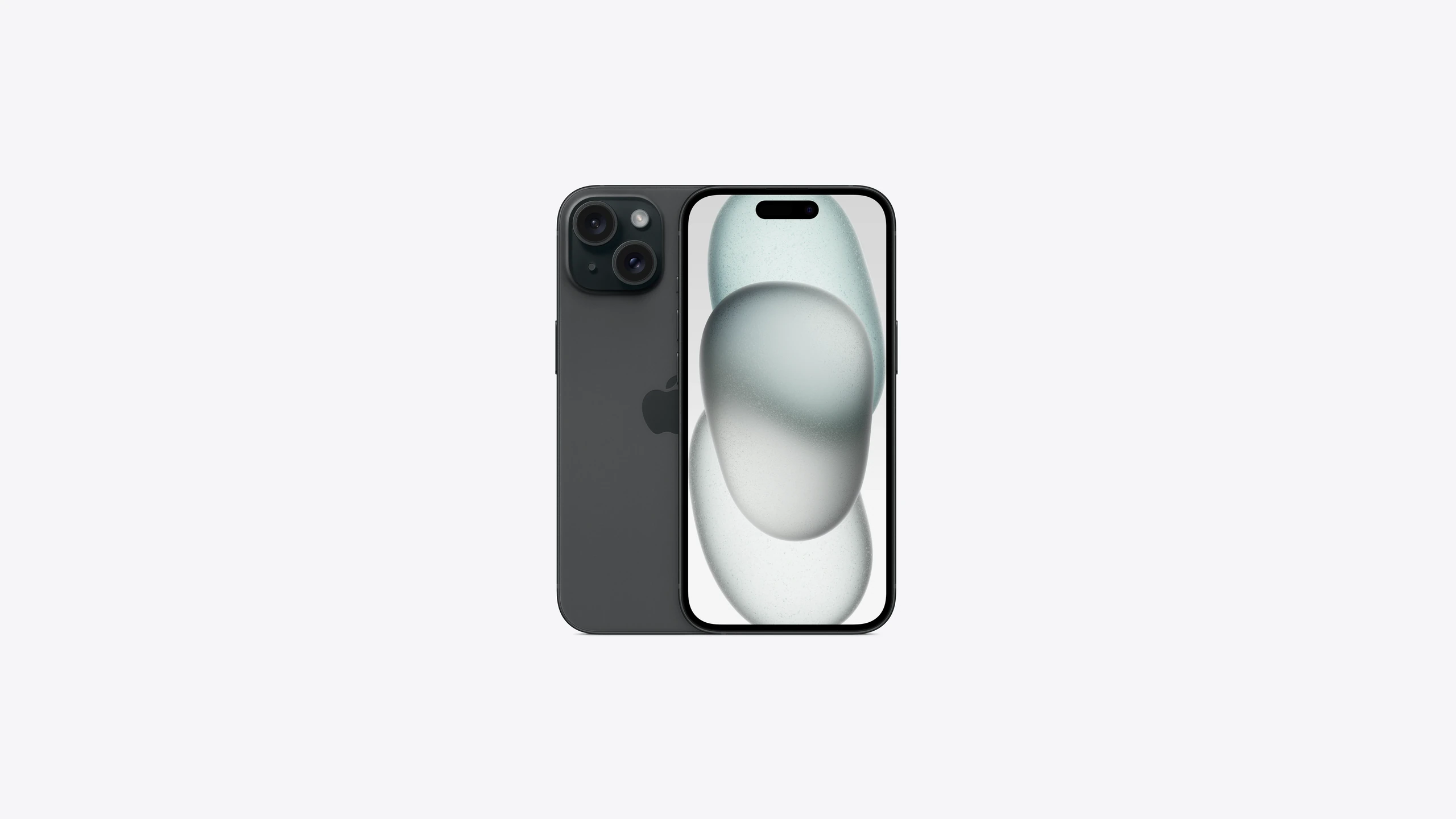 iPhone 15 in Black — front and back