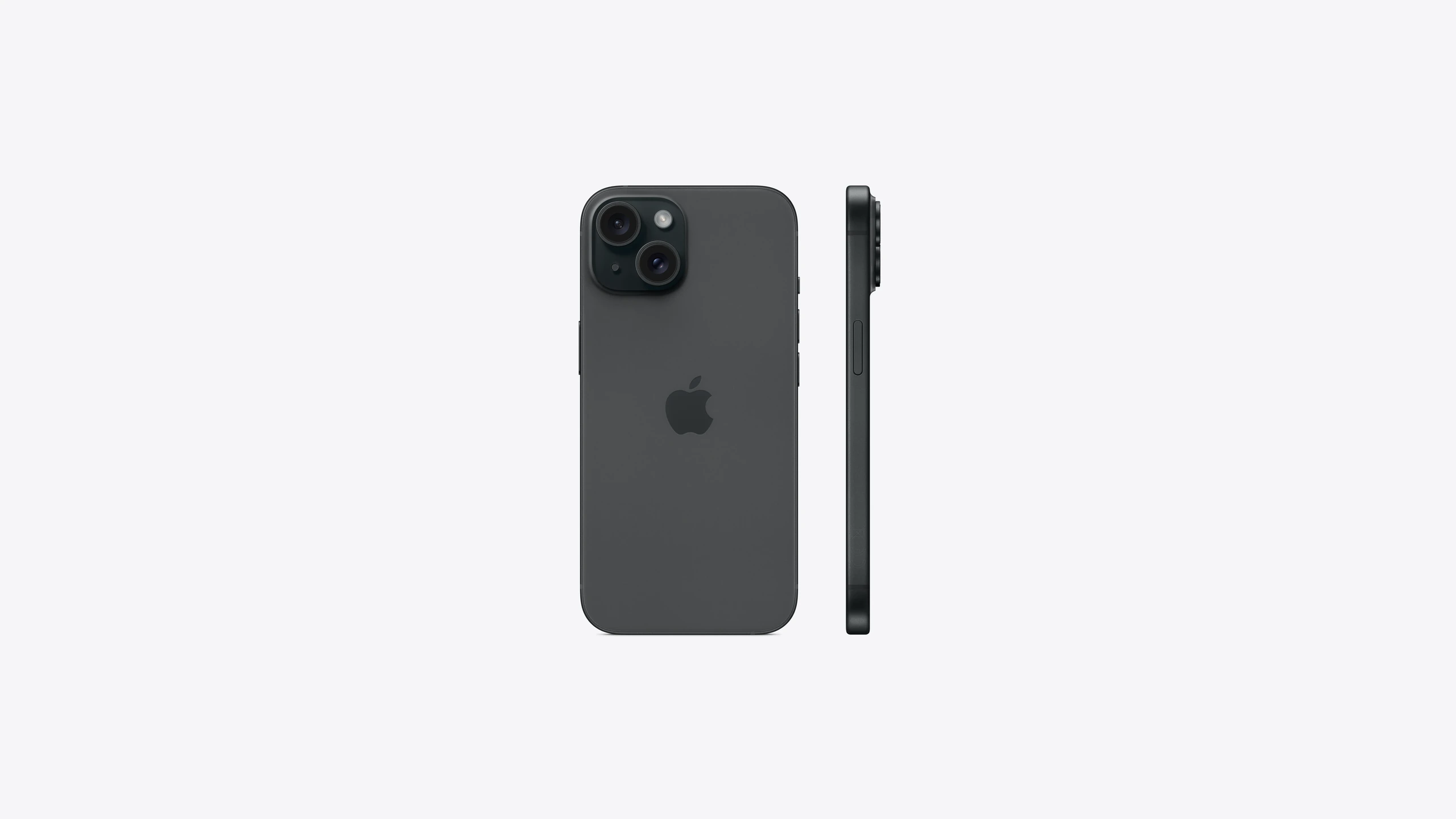 iPhone 15 in Black — back and side