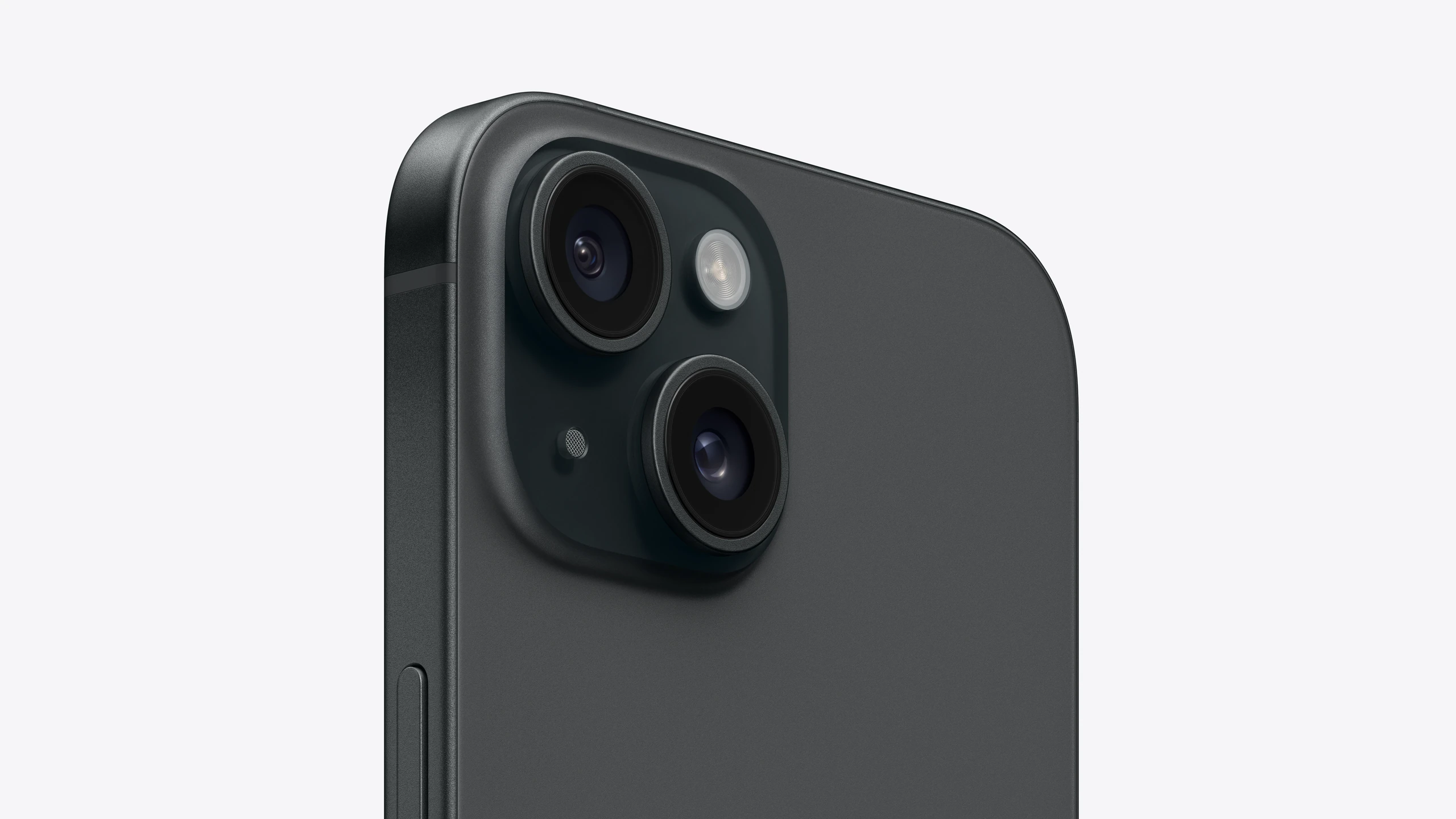 iPhone 15 in Black — rear camera detail