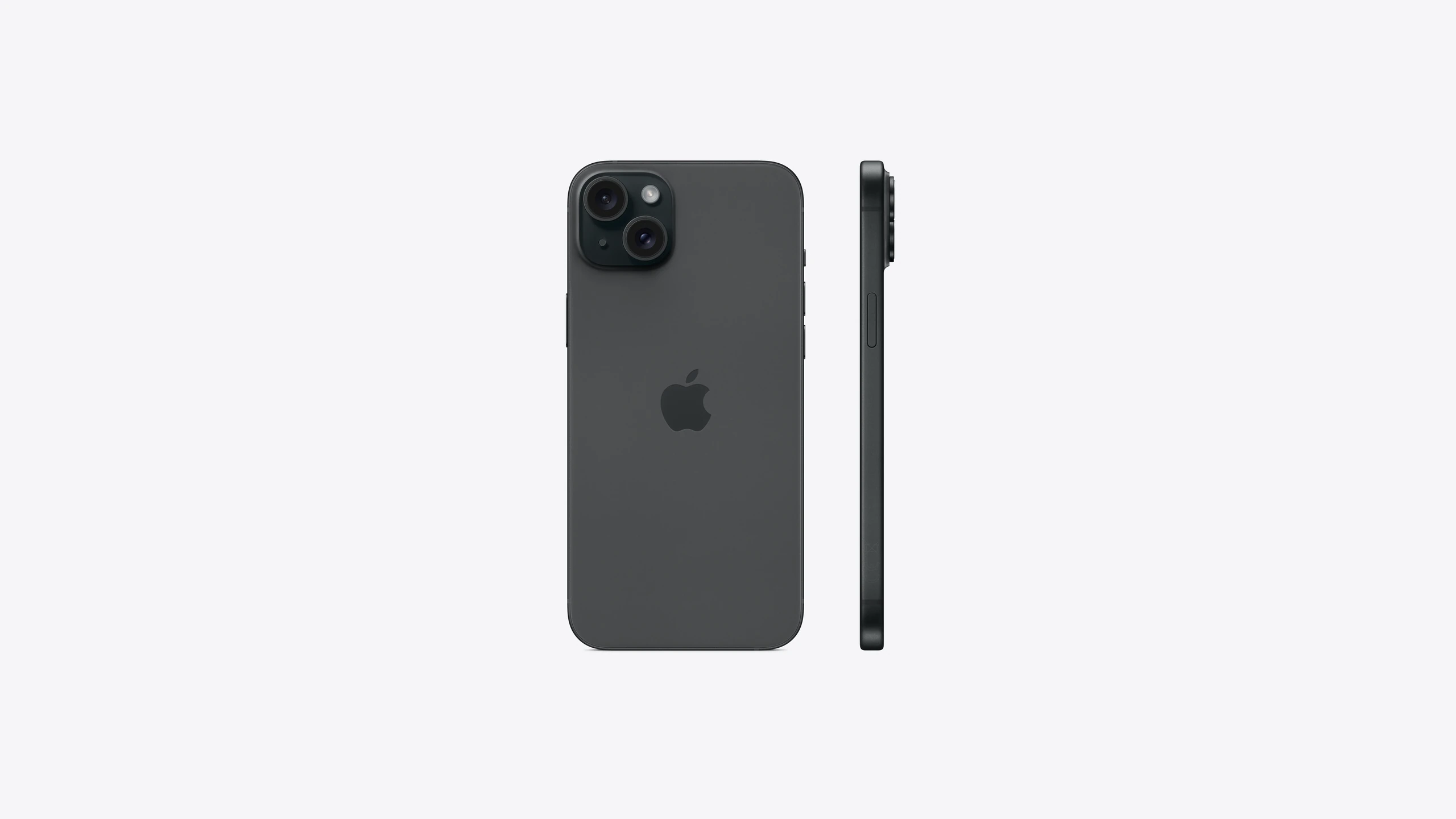 iPhone 15 Plus in Black — back and side