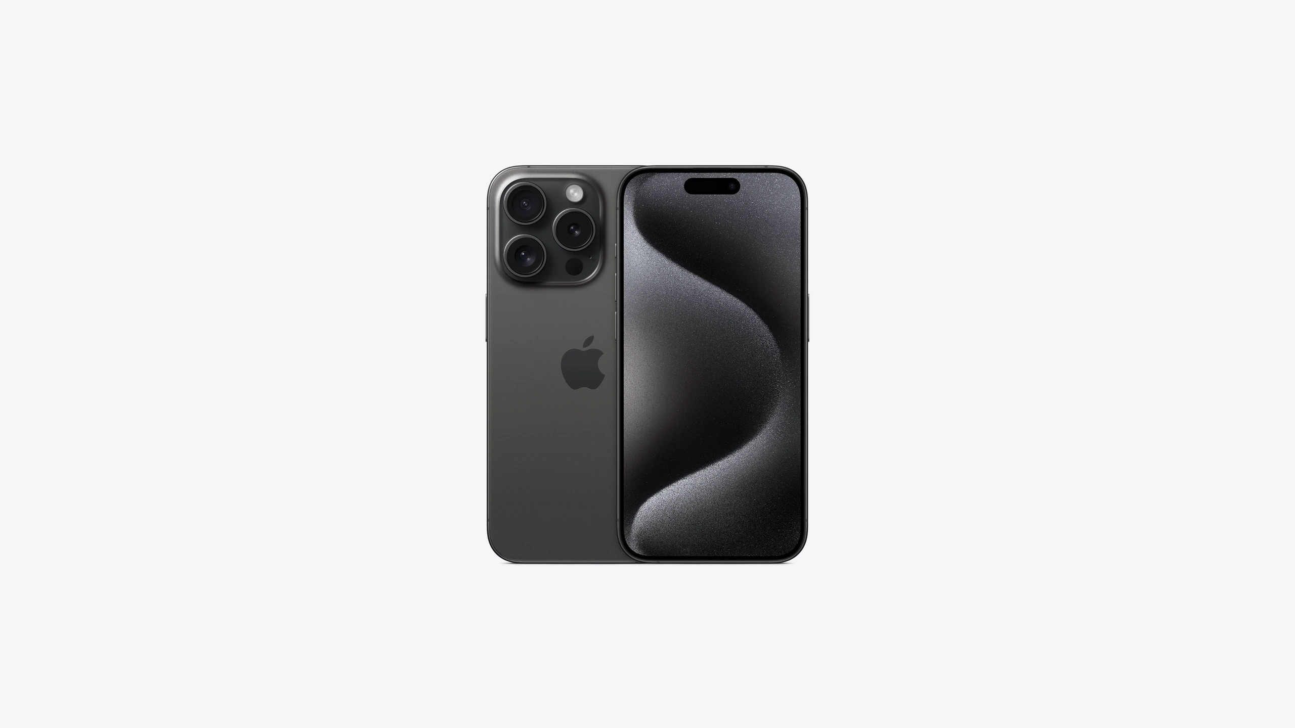 iPhone 15 Pro in Black Titanium — front and back
