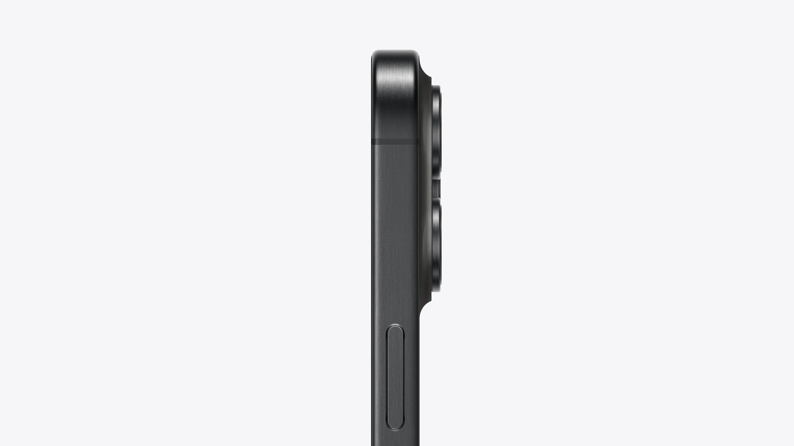 iPhone 15 Pro in Black Titanium — side profile