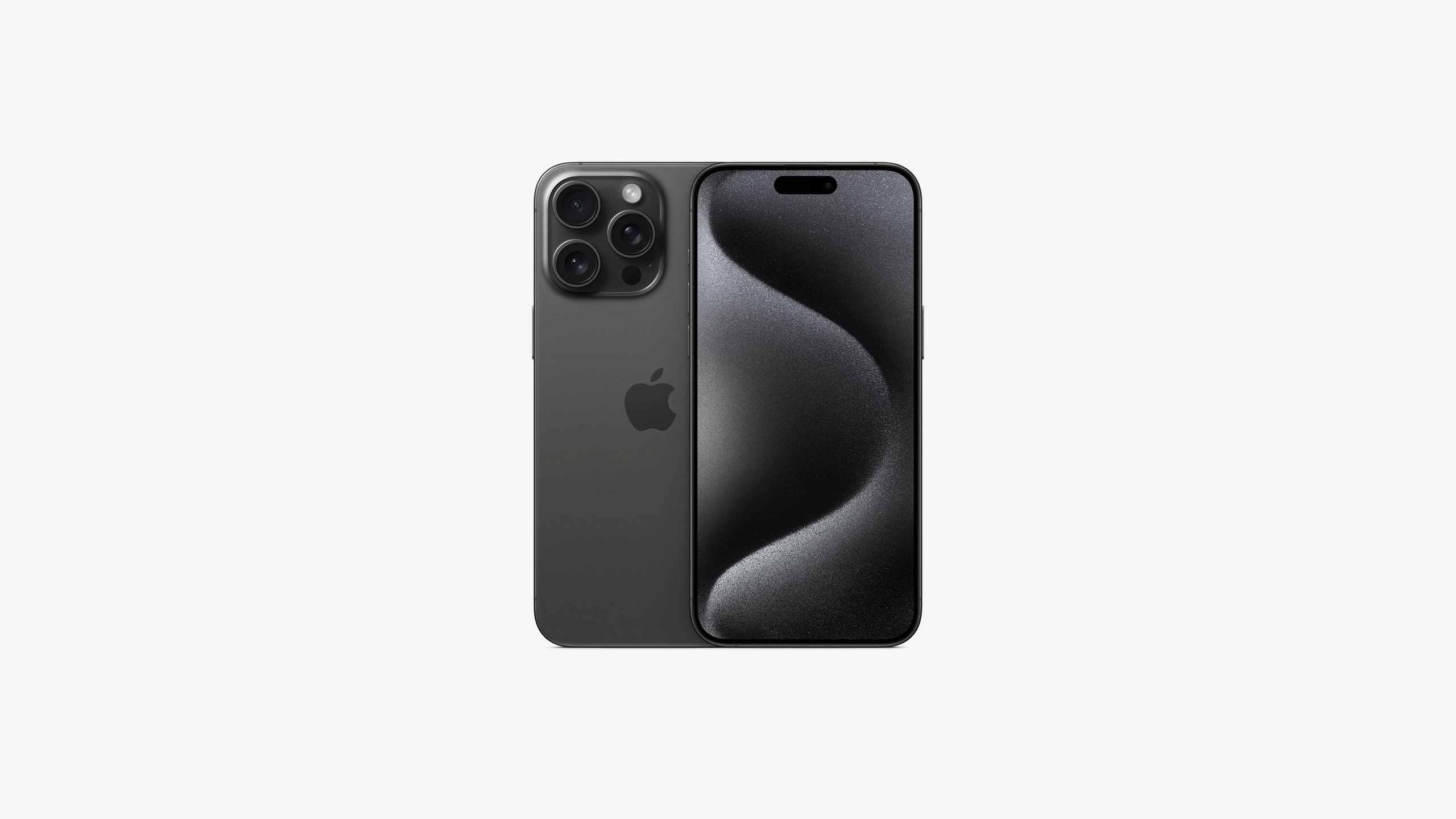 iPhone 15 Pro Max in Black Titanium — front and back