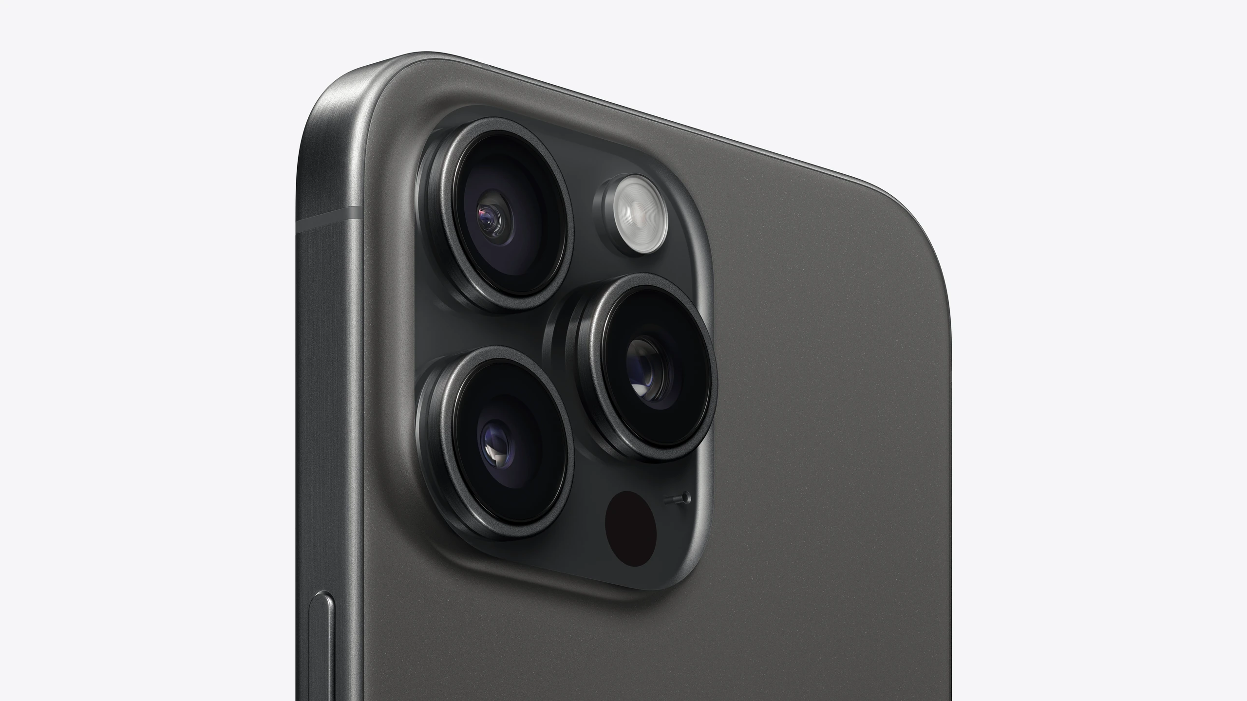 iPhone 15 Pro Max in Black Titanium — rear camera detail