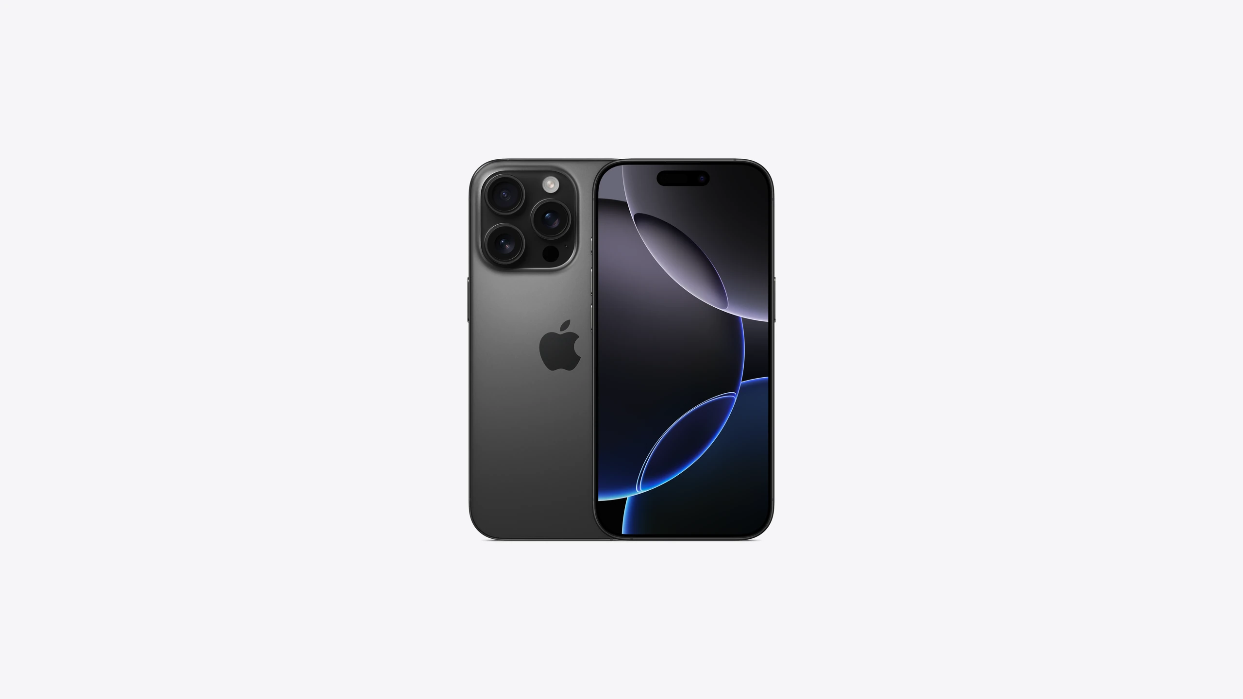 iPhone 16 Pro in Black Titanium — front and back