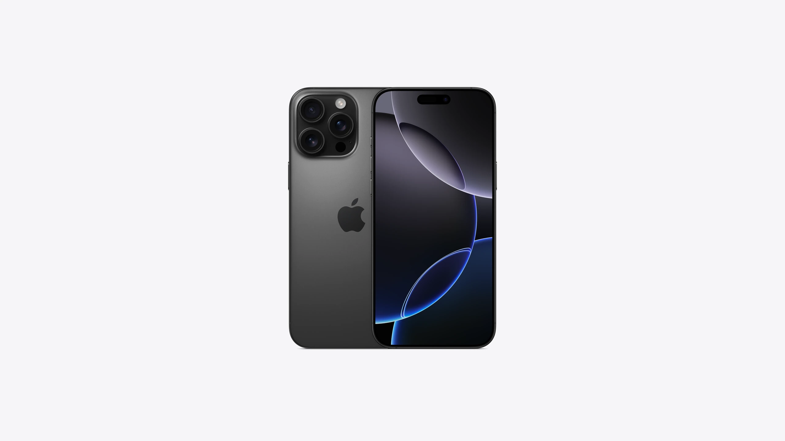 iPhone 16 Pro Max in Black Titanium — front and back