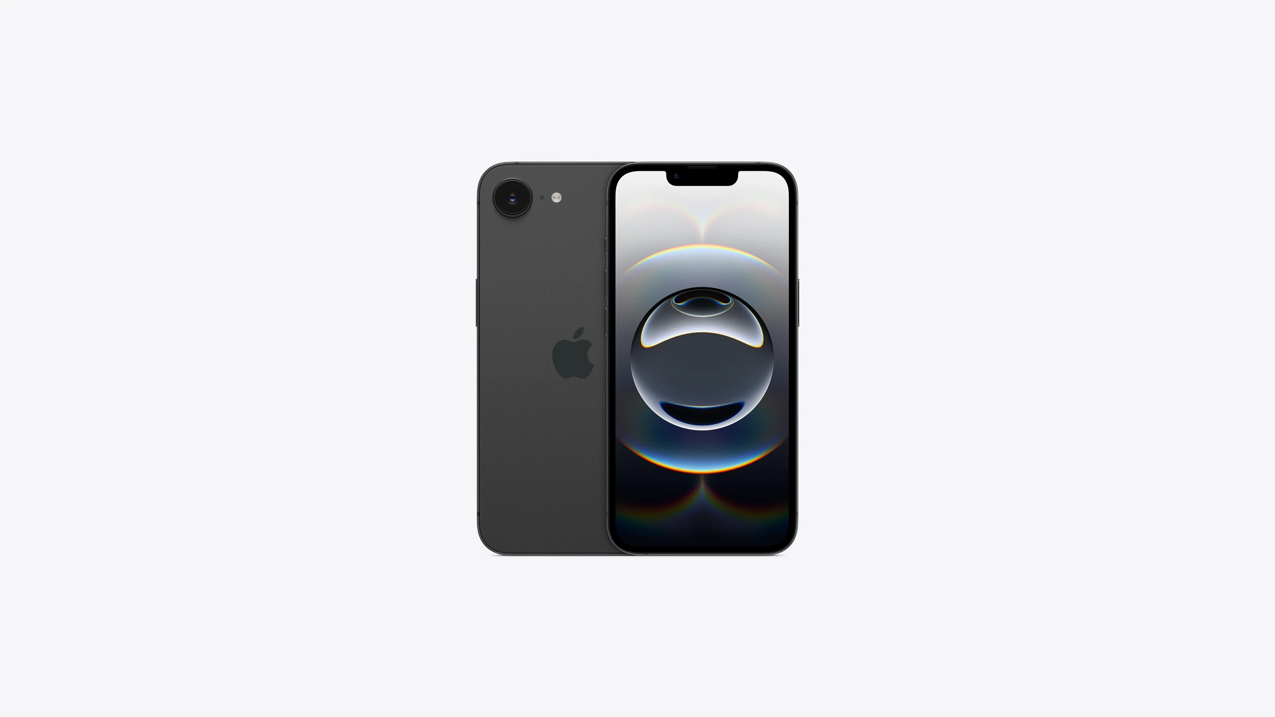iPhone 16e in Black — front and back