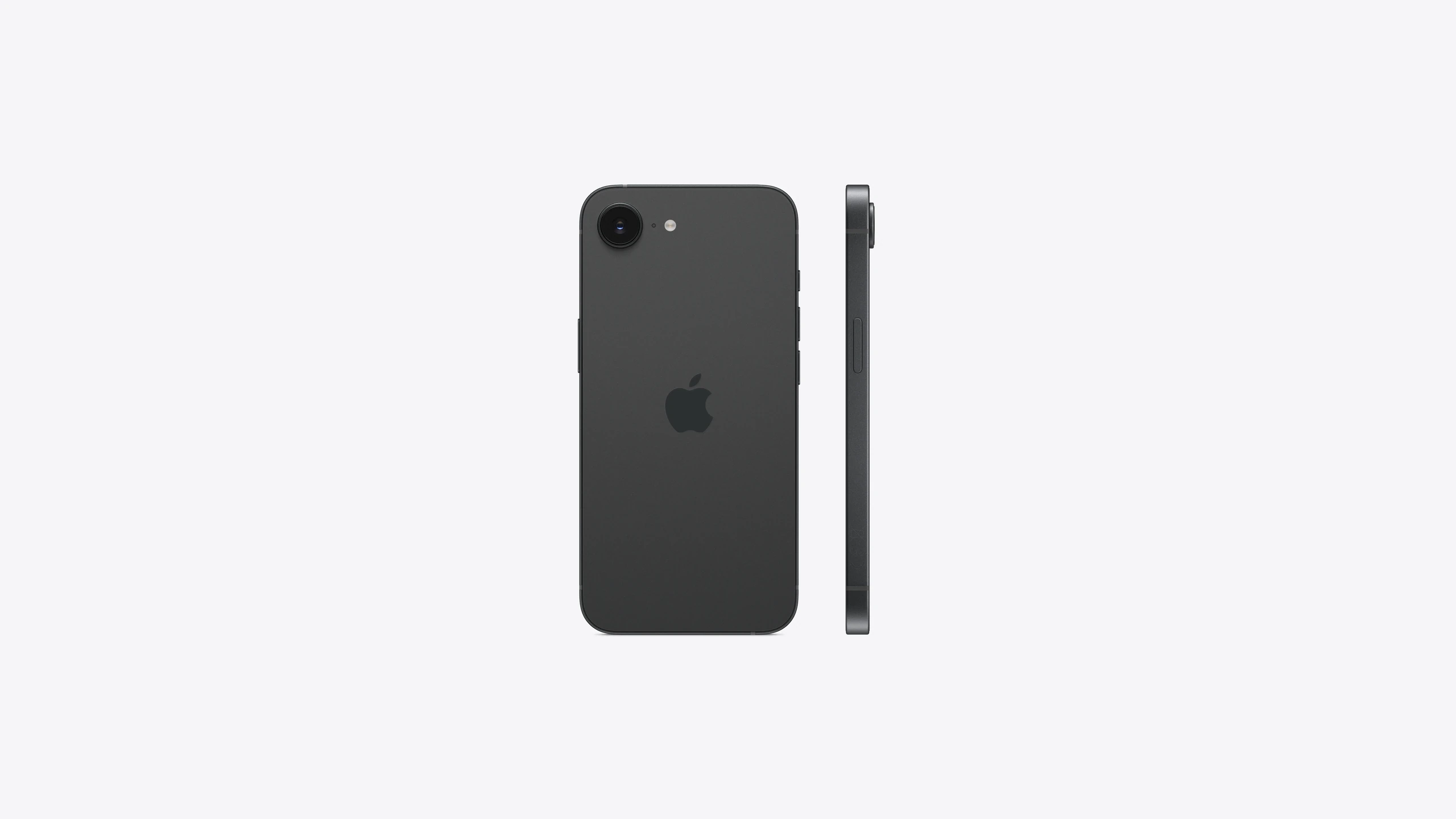 iPhone 16e in Black — back and side