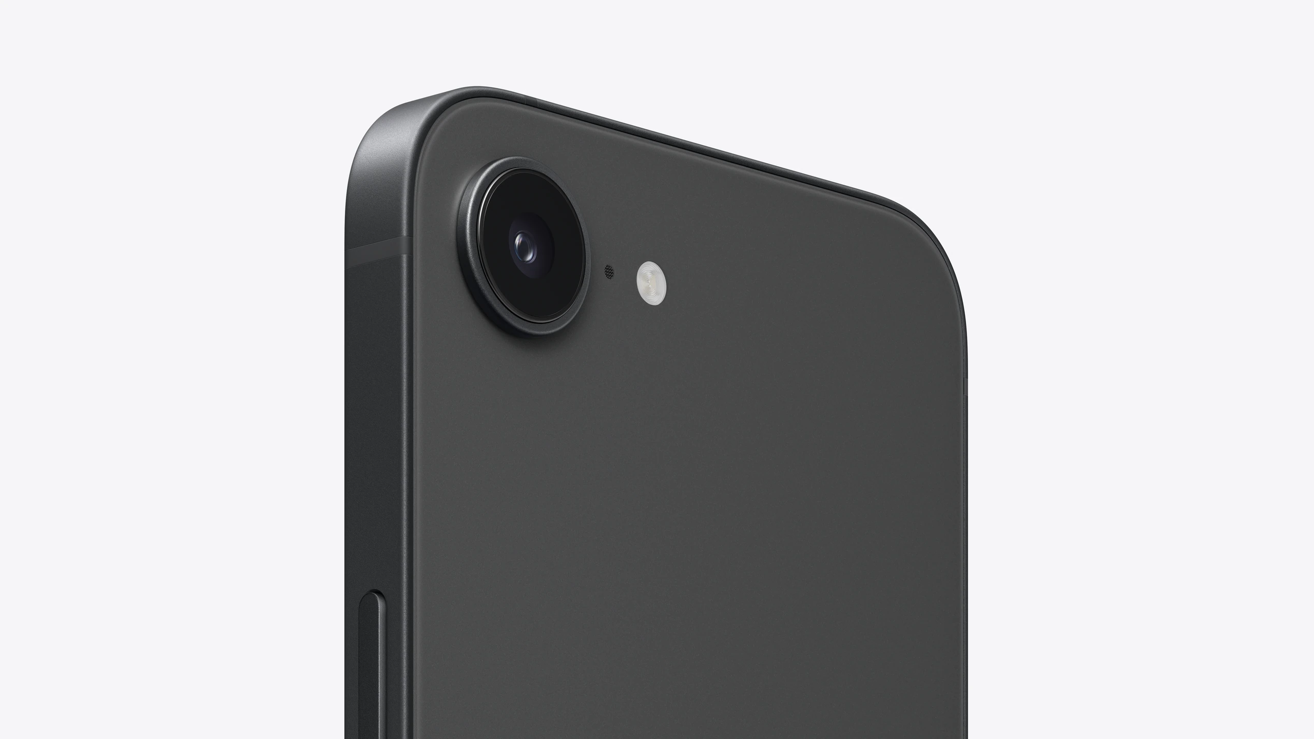 iPhone 16e in Black — rear camera detail