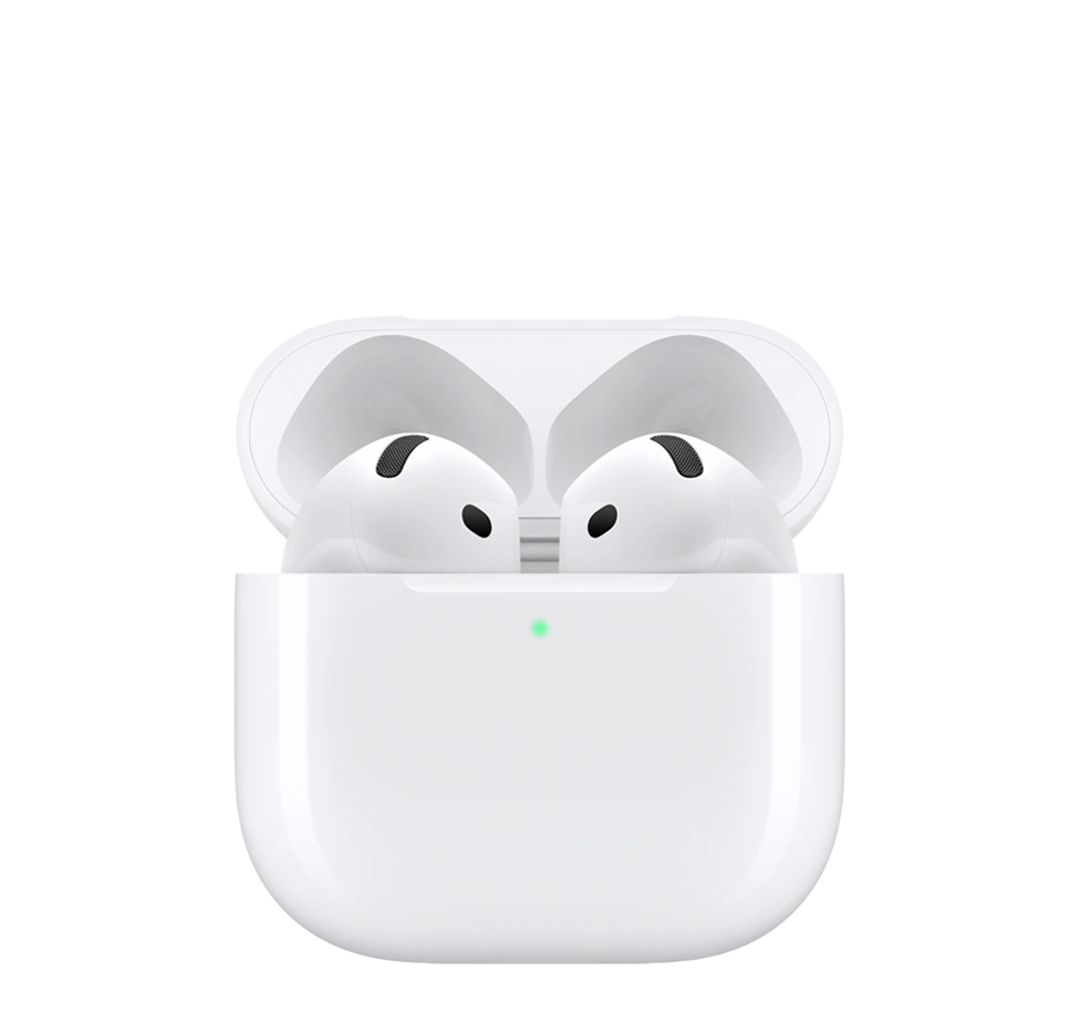 AirPods 5 in white, earbuds and charging case