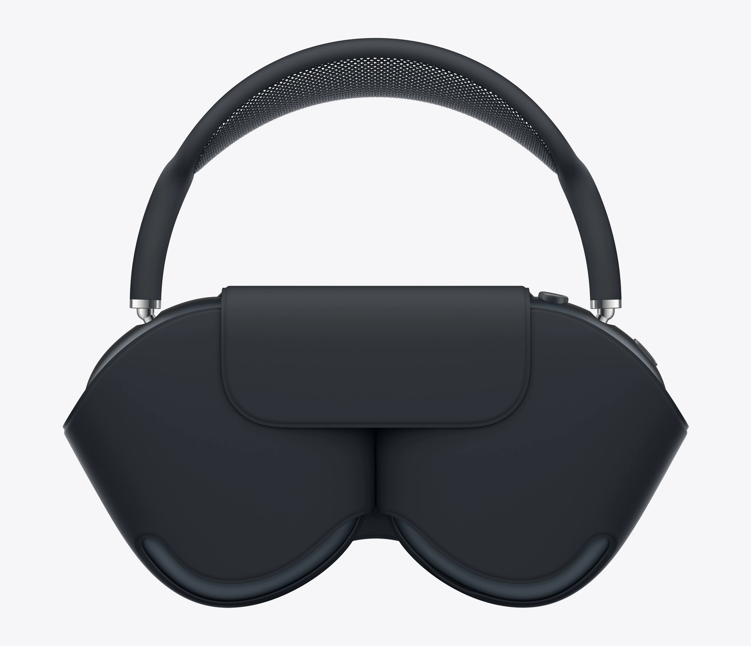 AirPods Max 2 and Smart Case in Midnight, colour-matching fold over flap, case covers ear cups, headband extends outside the case when stowed