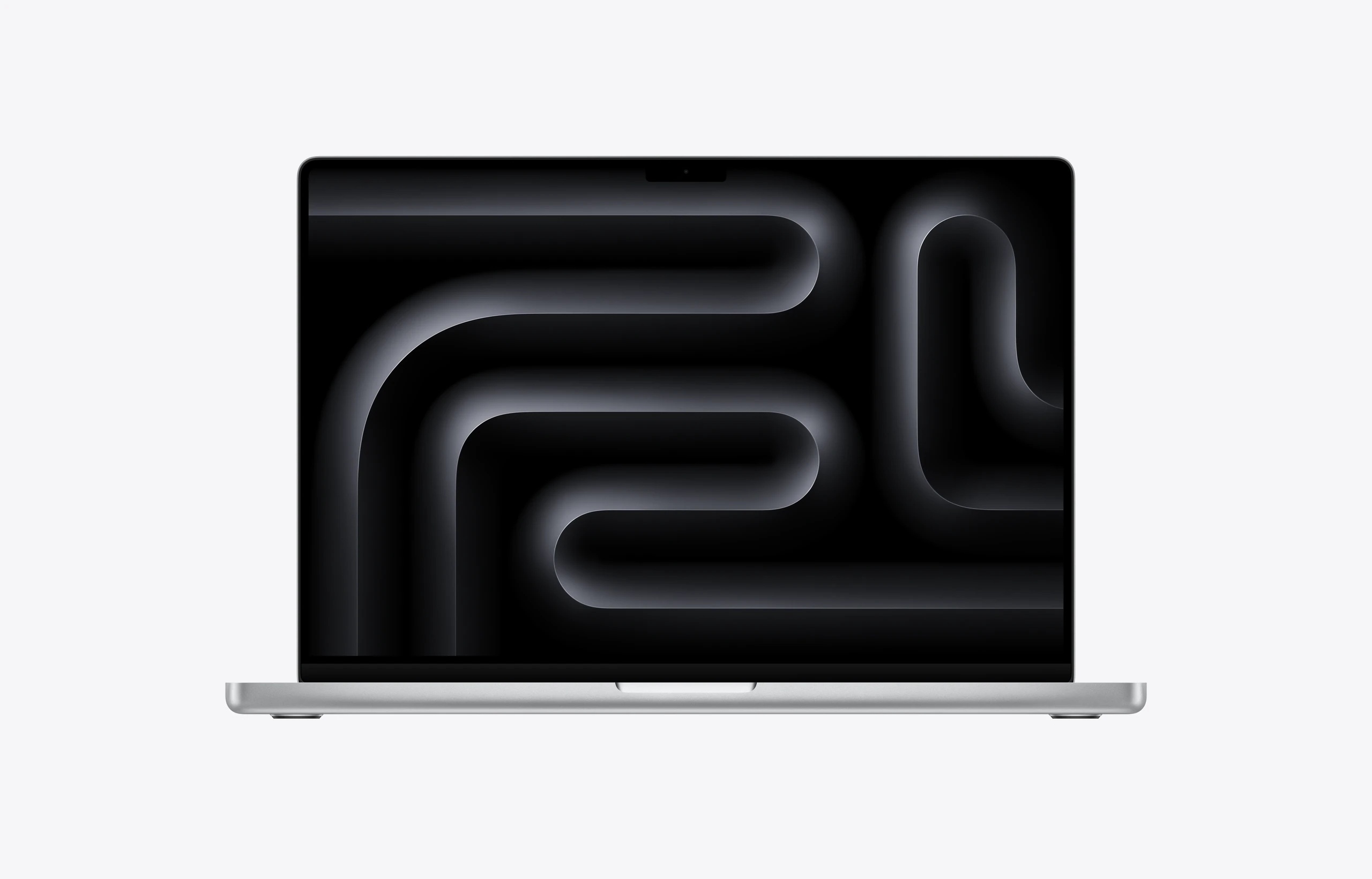 16-inch MacBook Pro, open, silver colour, display, rounded corners, raised feet