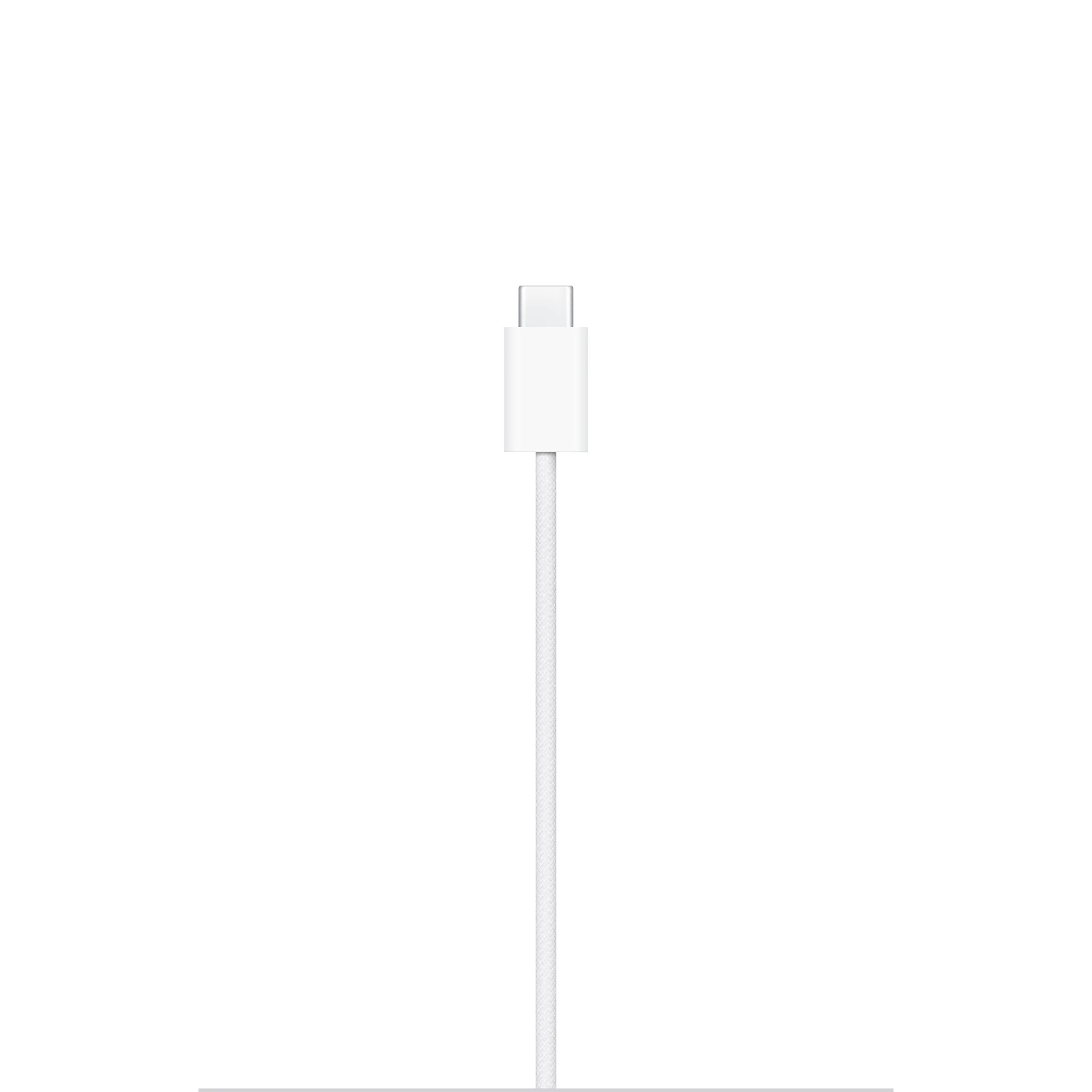 USB-C connector, white woven cable.