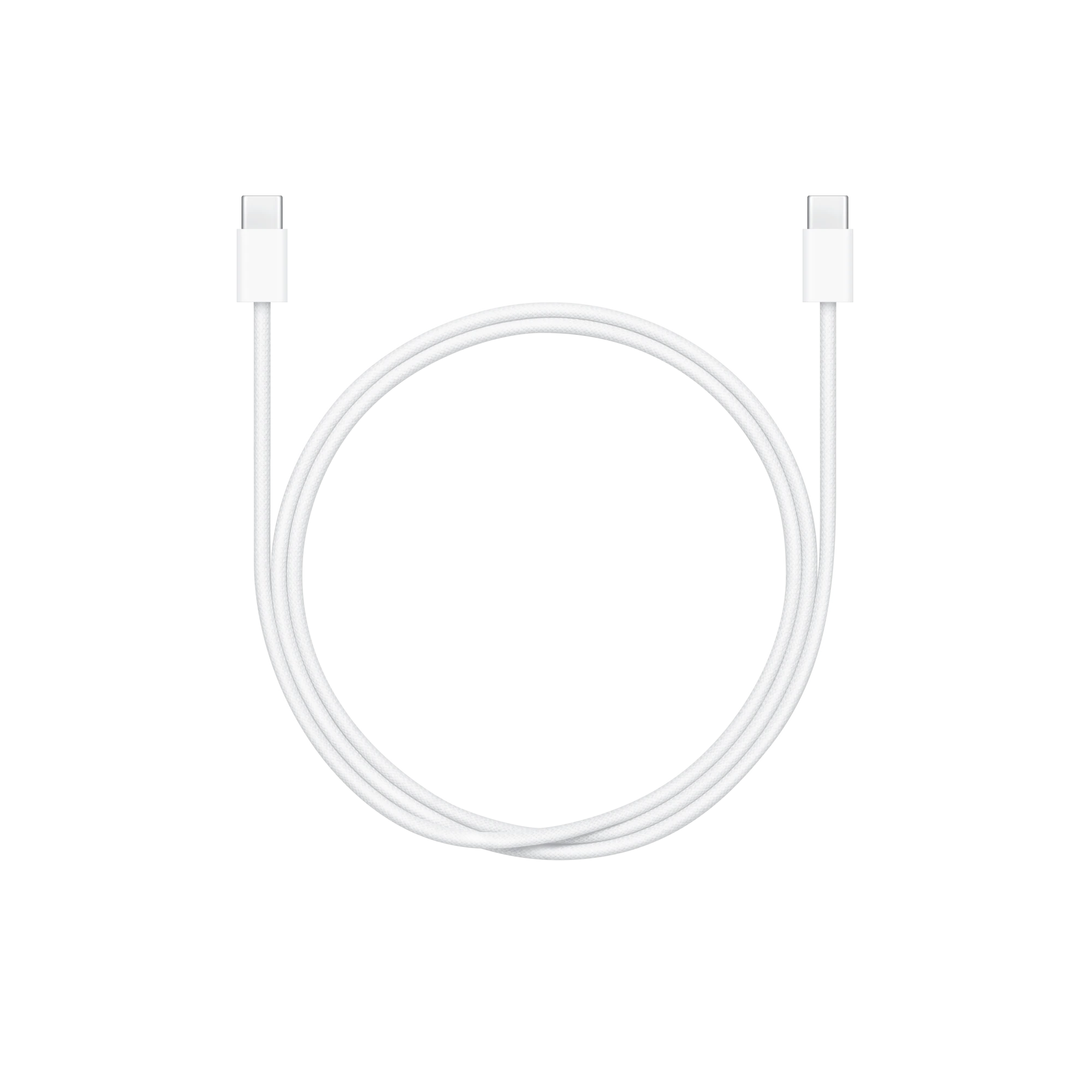 Top view of the cable placed in a coiled position with USB-C connectors at both ends.