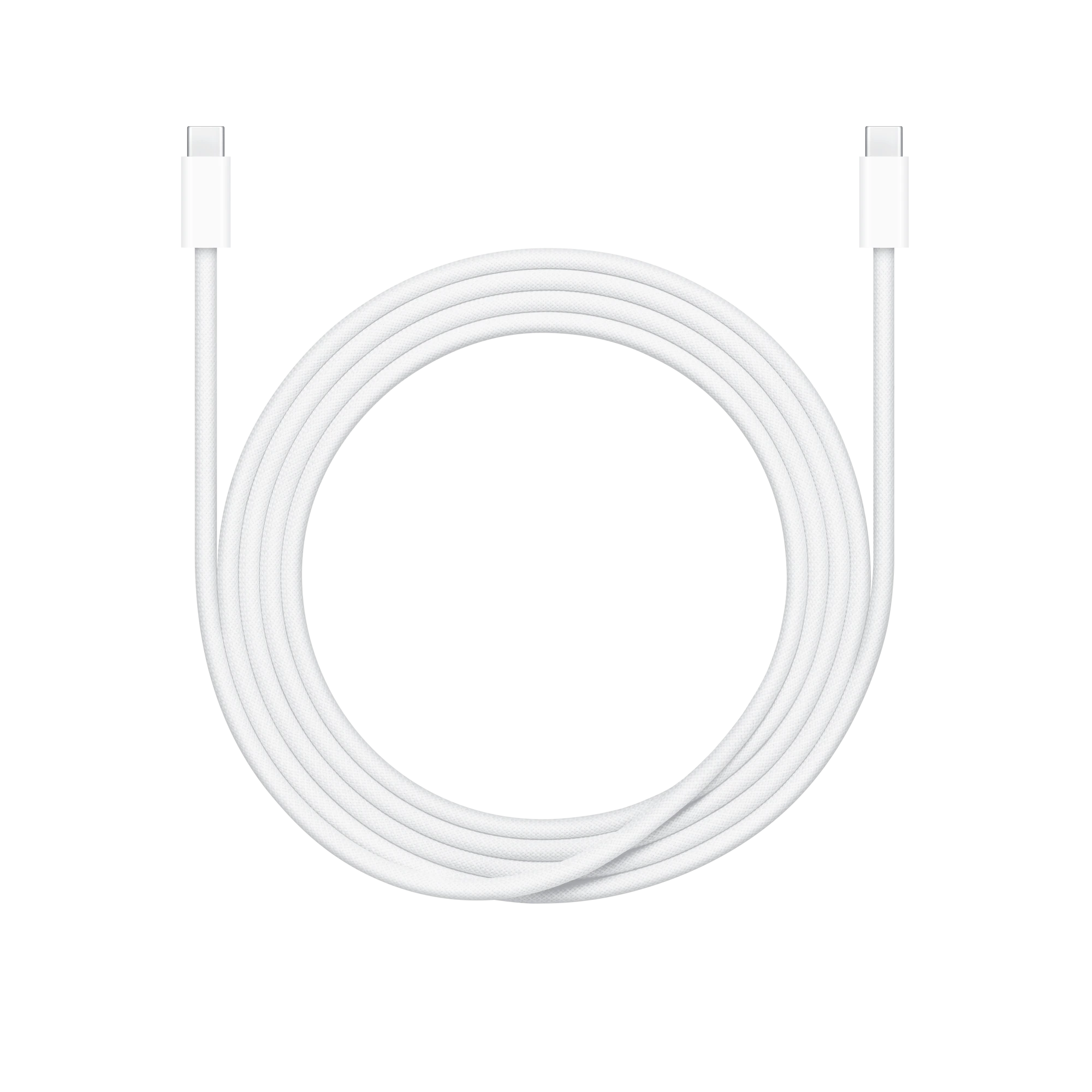 Top view of the cable placed in a coiled position with USB-C connectors at both ends.