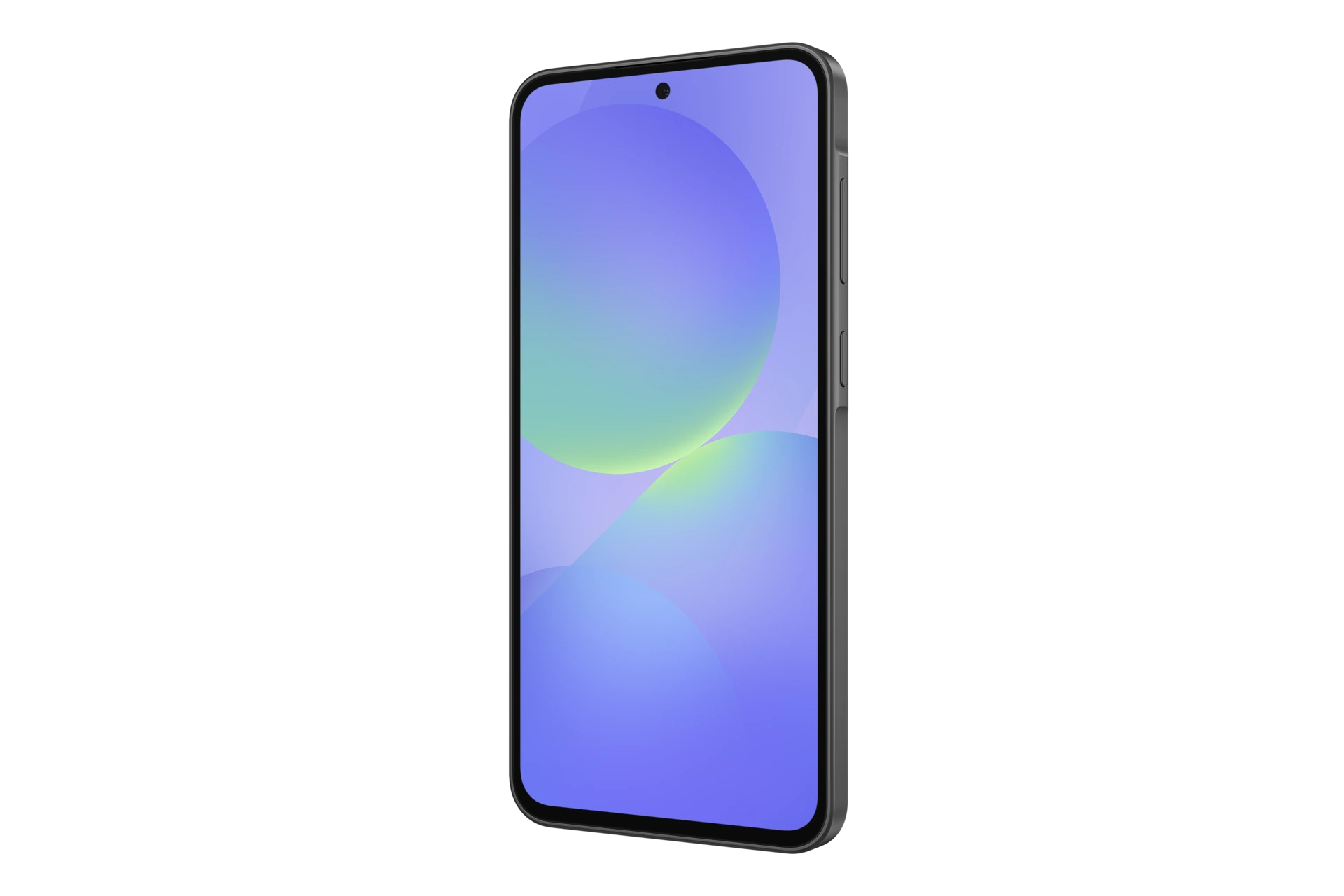 Galaxy A36 in Awesome Black, front, right angle.