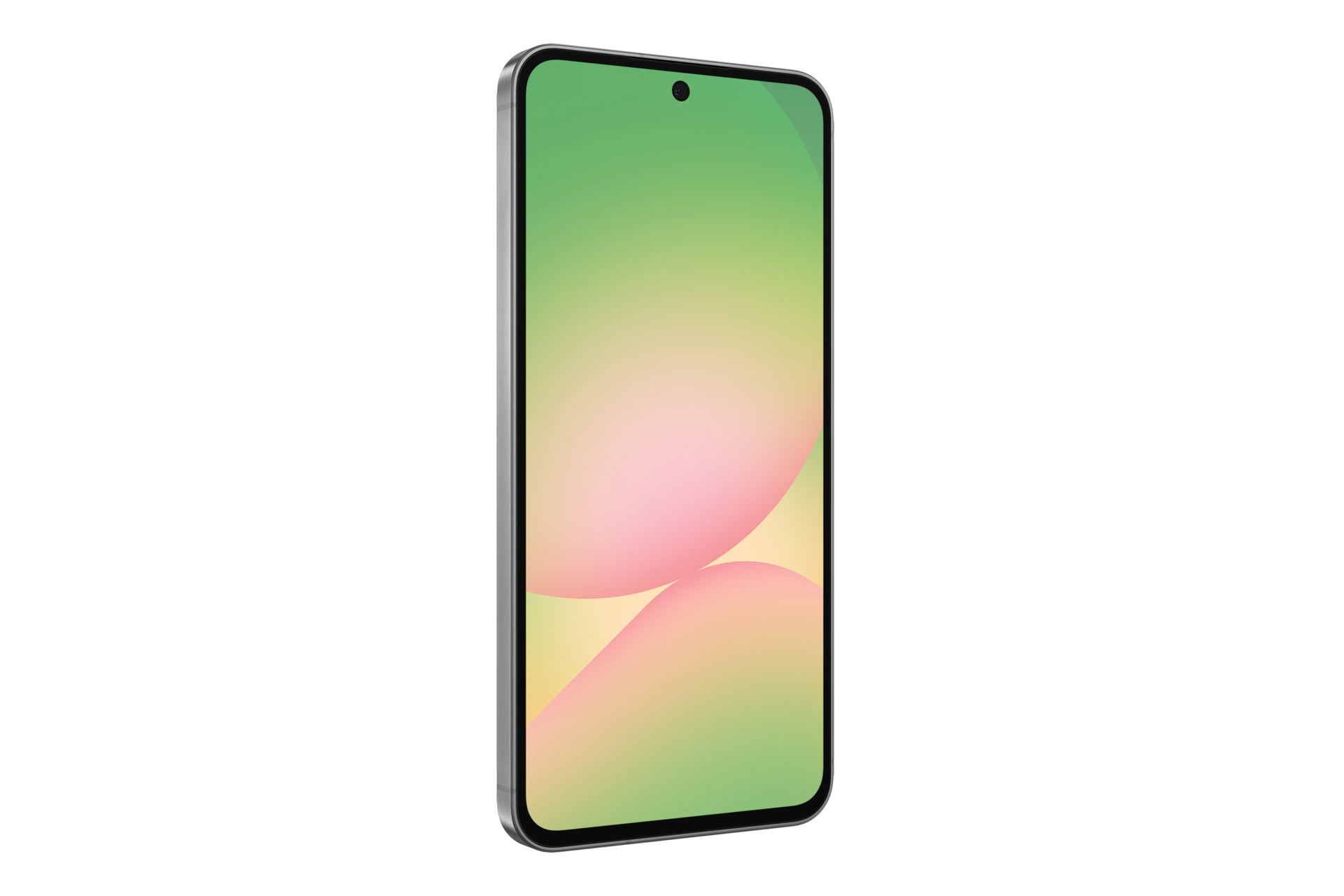 Galaxy A56 in Awesome Graphite, front, left angle.