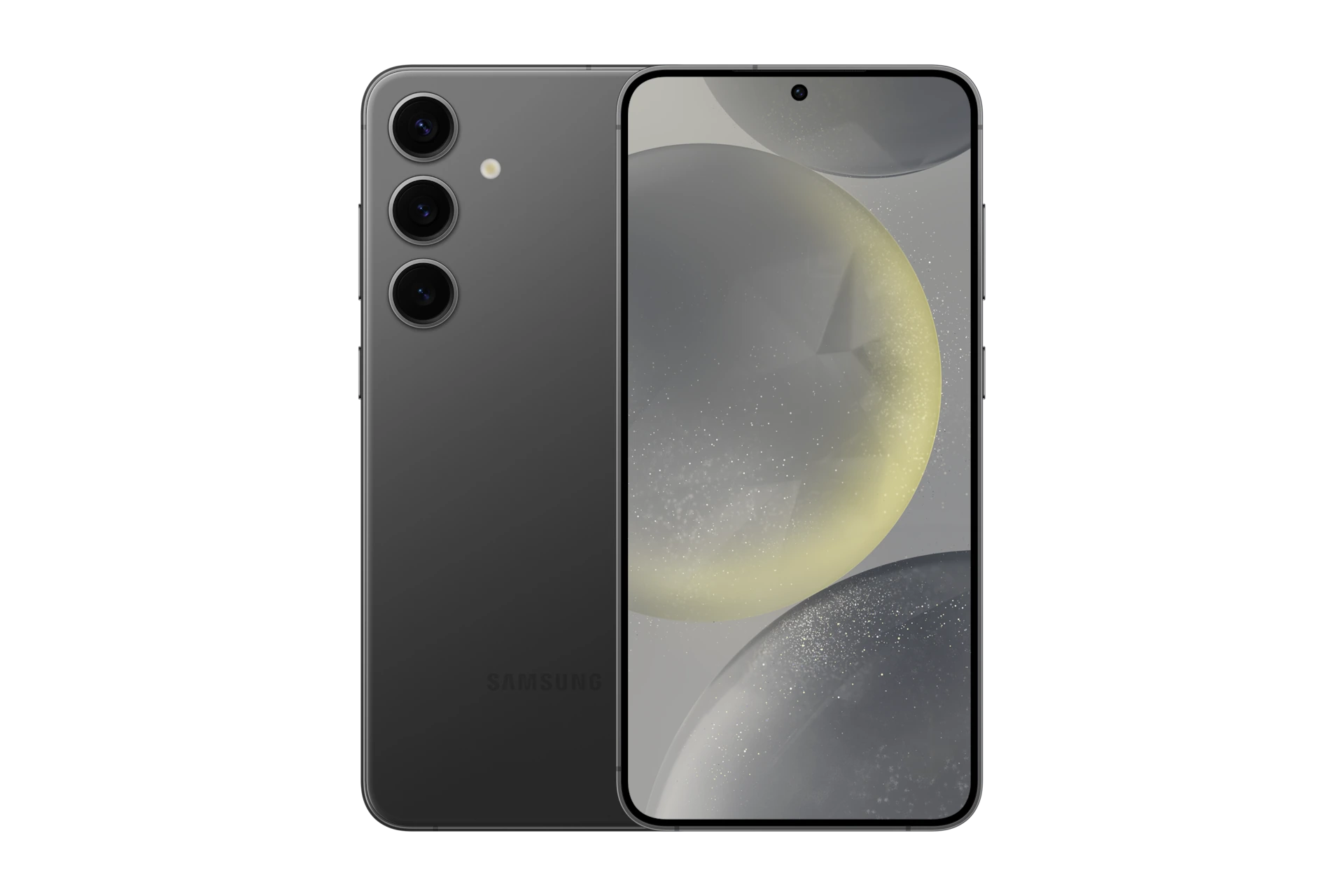 S24+ in Onyx Black, front and back.