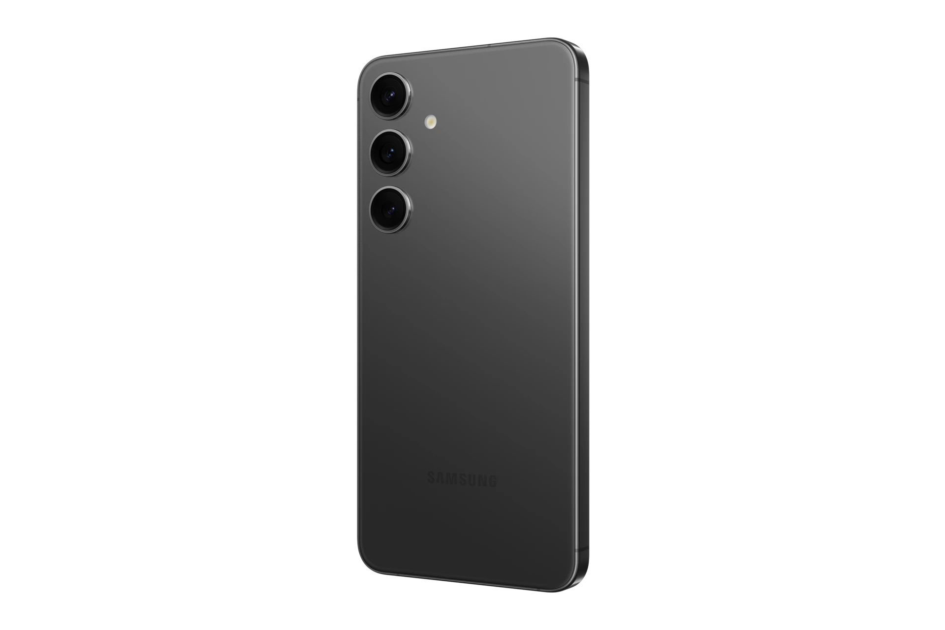 S24+ in Onyx Black, rear, right angle.