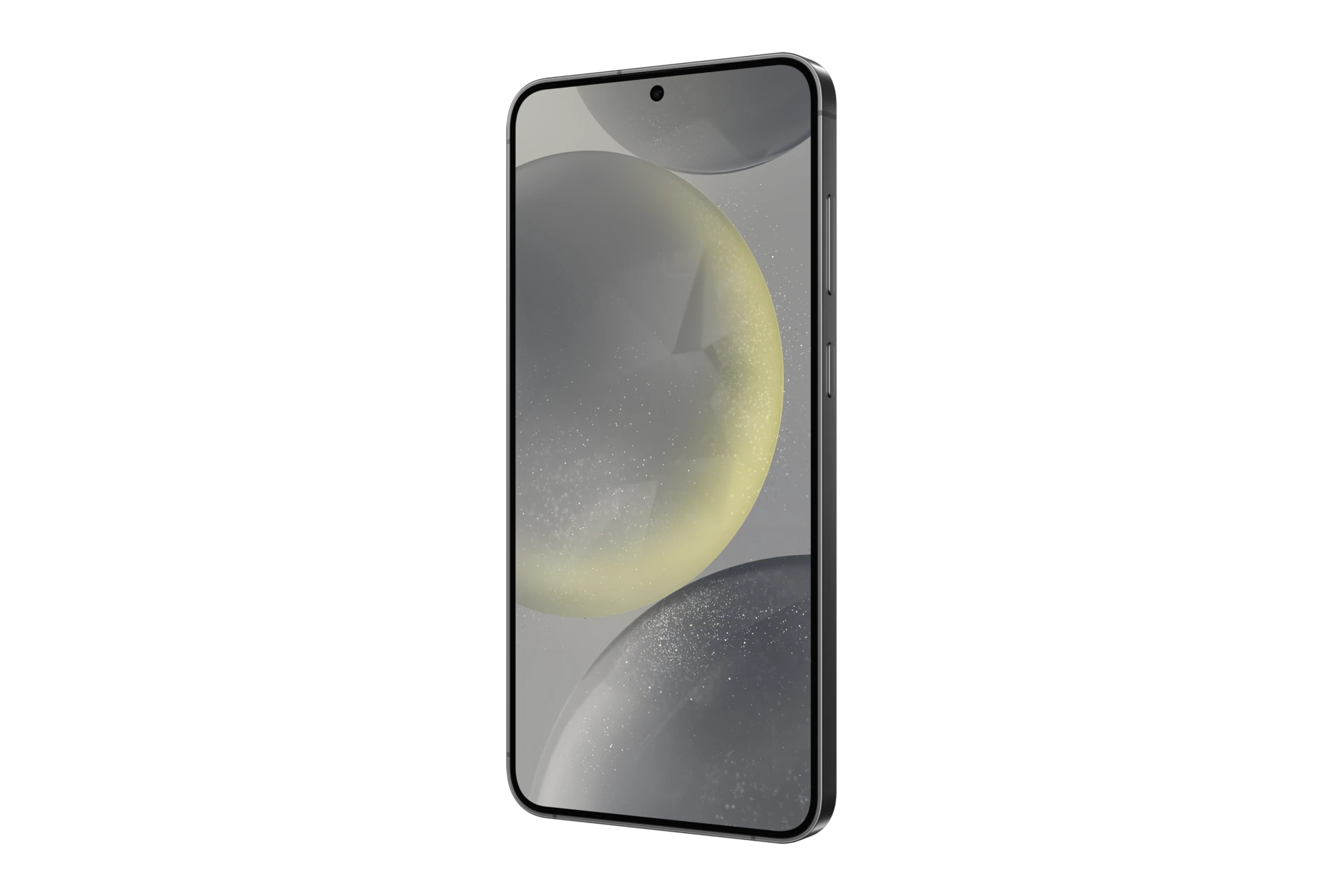 S24+ in Onyx Black, front, right angle.