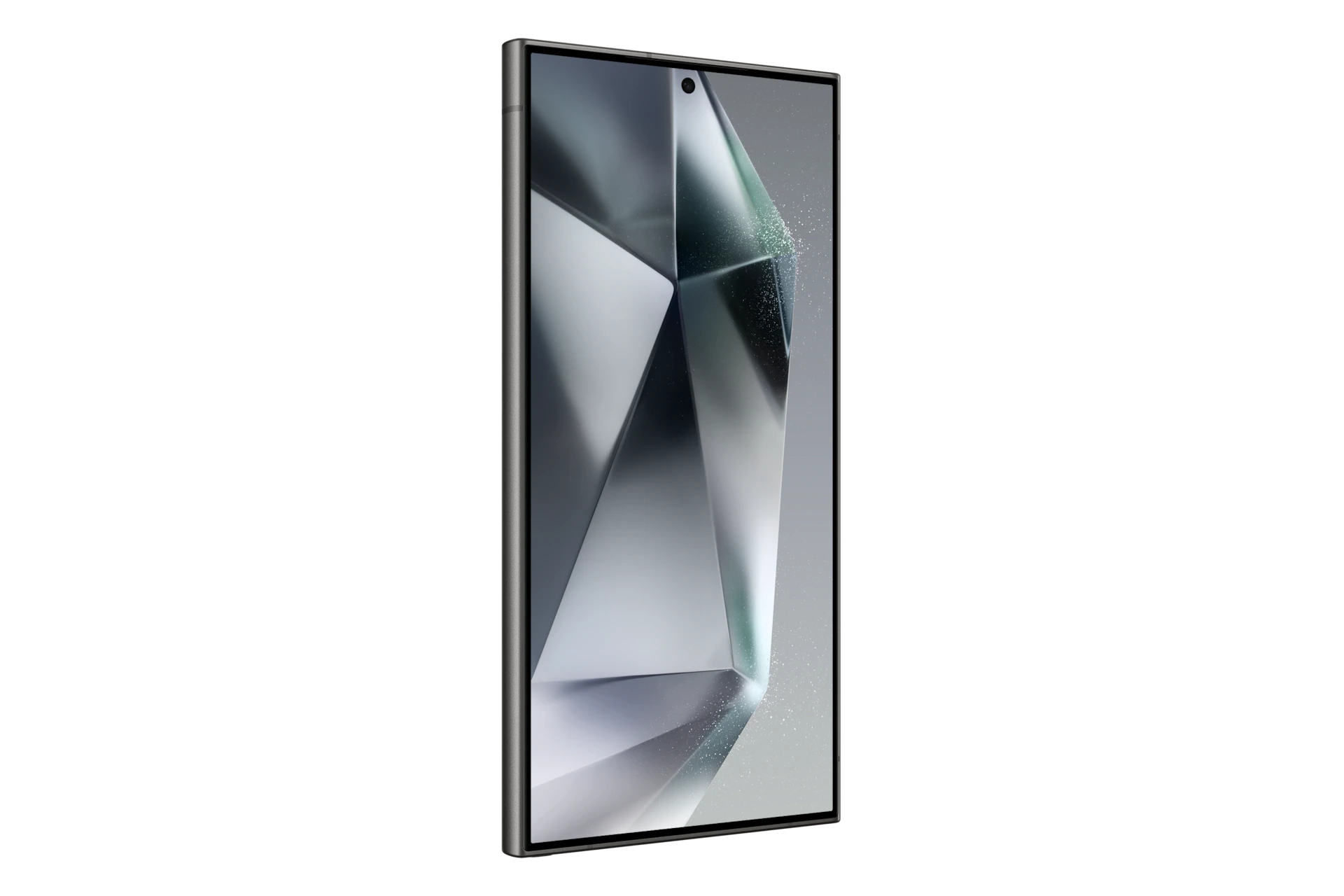 S24 Ultra in Titanium Black, front, left angle.